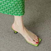 LBSFY  -  Fashion PVC Mid Heels Shoes Open Toe Slippers Women Shoes Party Flip Flops 2024 New Luxury Summer Designer Sandals Ladies Slides